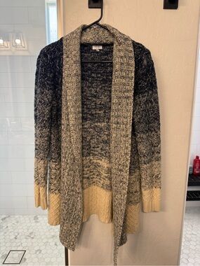 Tobi Ombre Open-Front Cardigan Sweater - Black, Gray & Cream